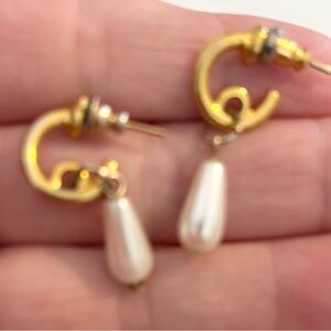 2 for $30 Elegant Gold Tone & Pearl Teardrop Earrings | Sophisticated Dangles